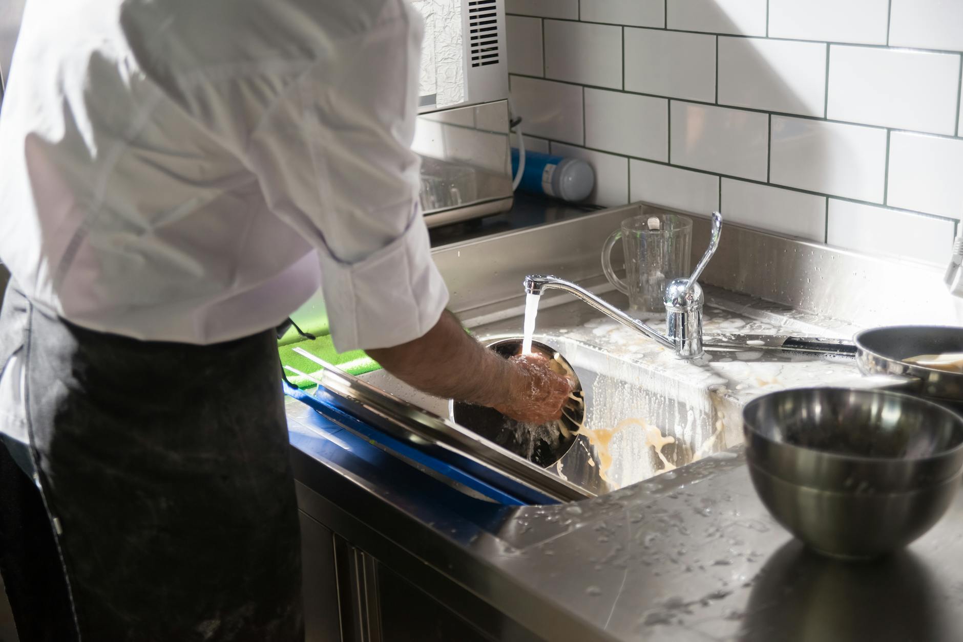 Commercial restaurant dish line and back-of-house — primary pre-inspection walkthrough zone for pest evidence in Indianapolis food service operations