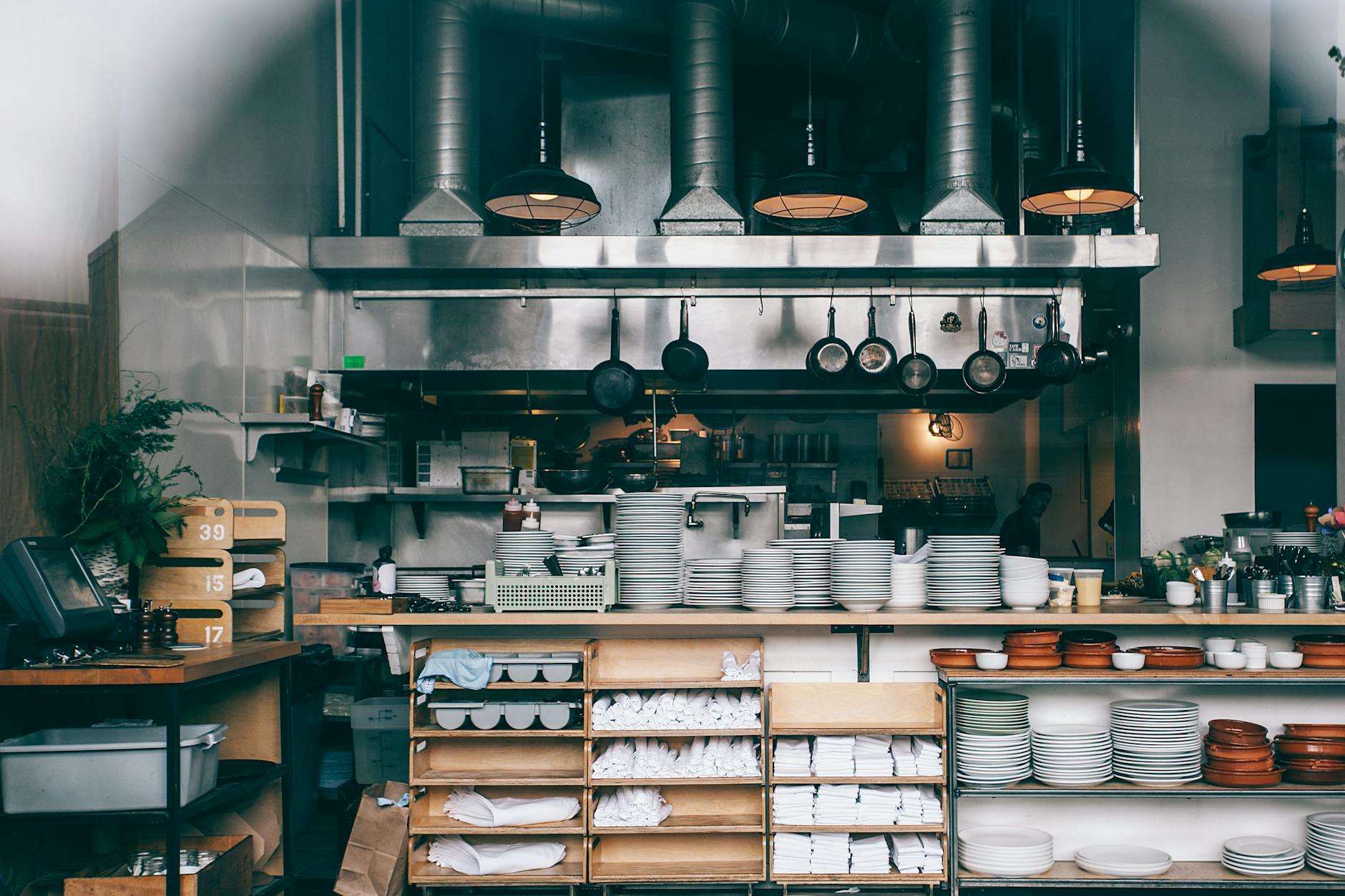 Commercial restaurant kitchen dish line — the most common German cockroach harborage zone in Indianapolis food service accounts